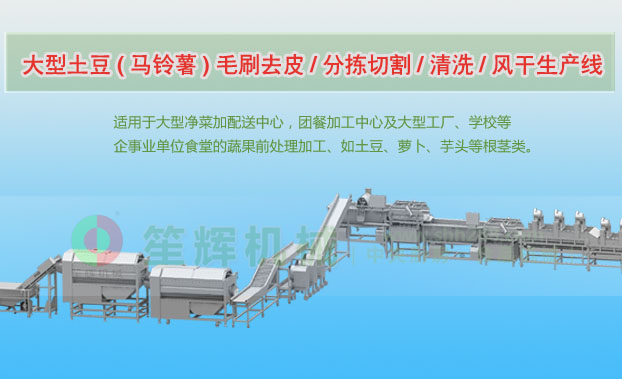 嫩江连续式土豆去皮清洗切割风干生产线